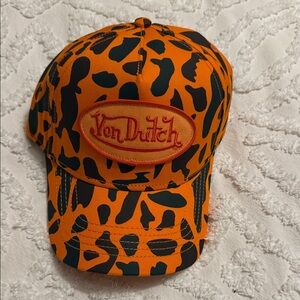 Von Dutch Orange and Black Patterned Hat